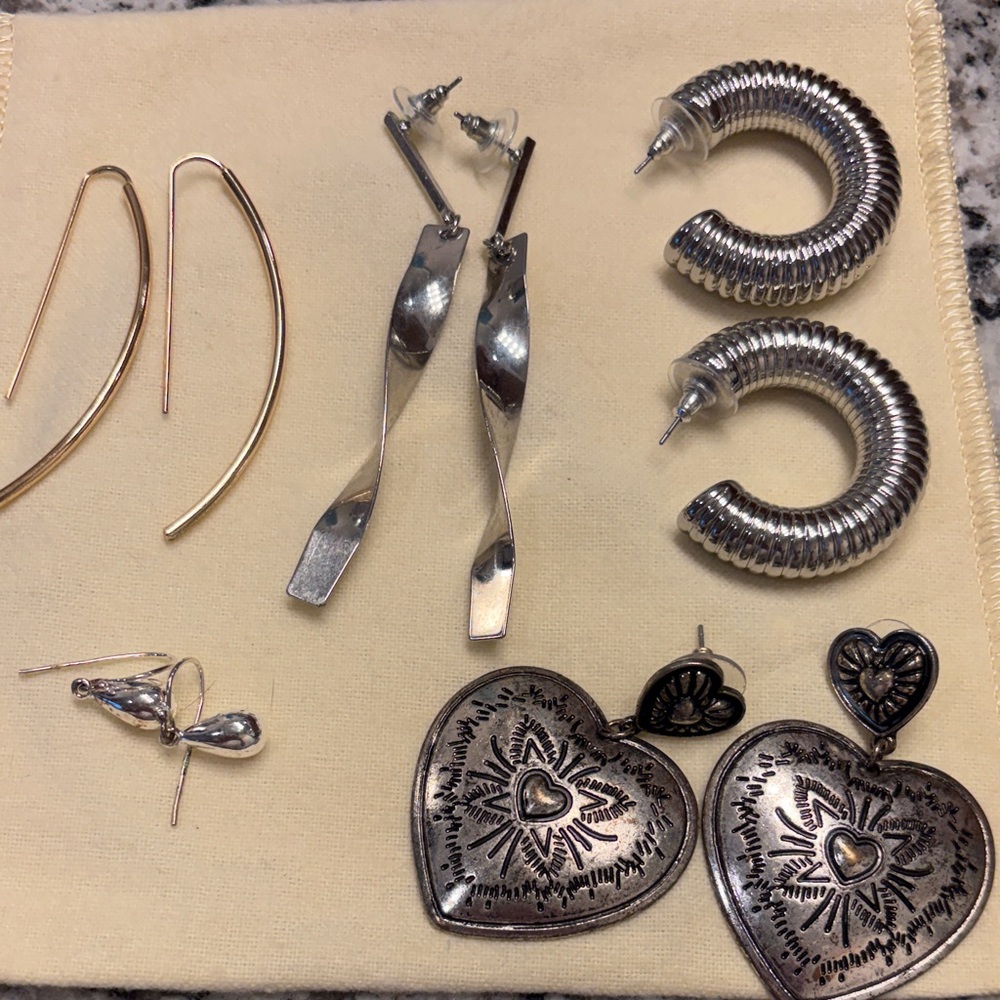 Silver and Gold Women's Earring Set